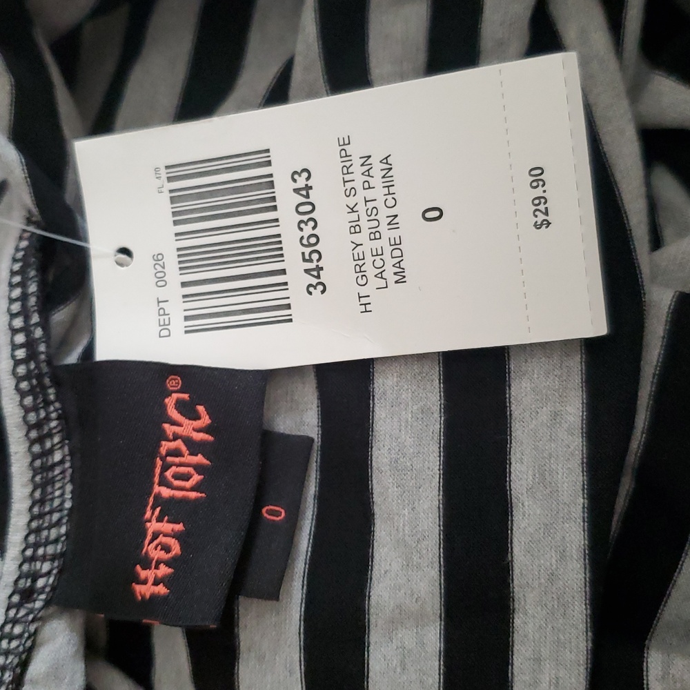Hot Topic Black and Gray Striped Lace Top - Picture 13 of 14